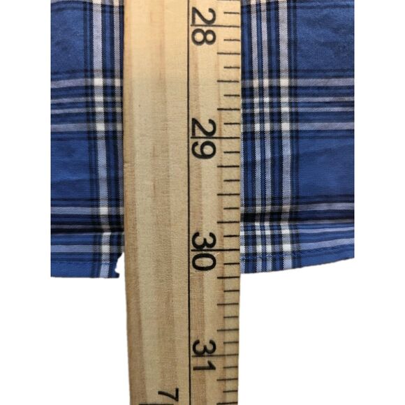 Hart Schaffner Marx Men's Large Blue Plaid Long Sleeve Button Up Shirt - Picture 7 of 7